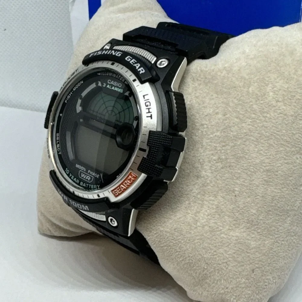 Casio WS-1200H-1A Men’s Black Resin Fishing Time Digital Dial Quartz Watch JNA46